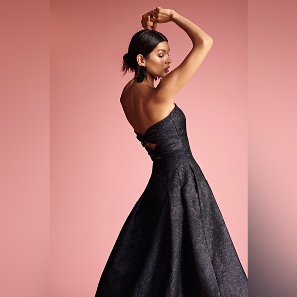 Sachin & Babi Black/Midnight Jacquard Strapless Margaux Formal Gown - 0 - Picture 7 of 12